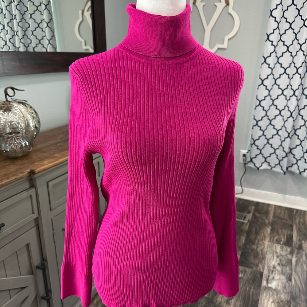 LOFT Fuschia Turtleneck Sweater